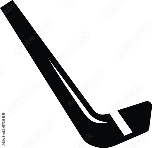 Black hockey stick on white background