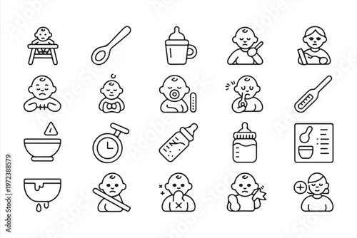 Newborn Care Icons Collection for Parenting and Childcare Concepts