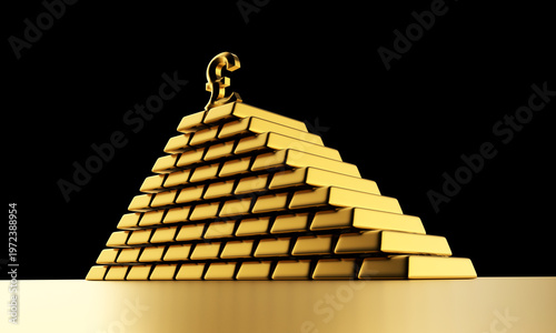 Foto Gold bars and currency symbols for wealth investment pound