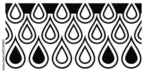 Black and white teardrop pattern on white background