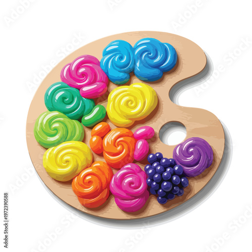 Colorful plasticine on wooden palette.