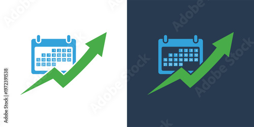 Strategic planning for future growth and progress depicted by a calendar icon with an upward trending arrow