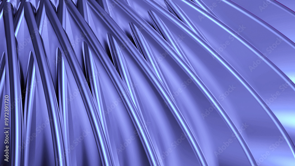 Fototapeta premium Blue striped pattern background, 3d rosette lines design, abstract minimal background.