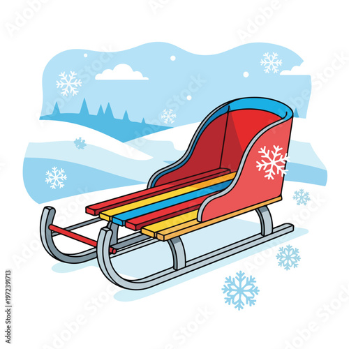 Colorful Sled on Metal Runner.