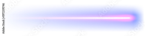 Laser beam on white background, moving light streak ray, glowing comet light flare.