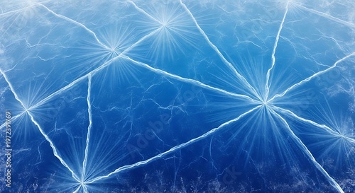 Blue background with white light rays.