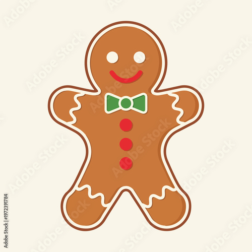 Gingerbread man with green bow tie.