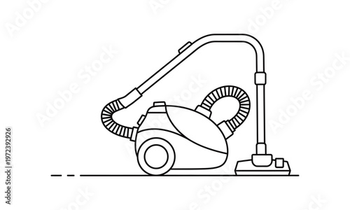 Canister Vacuum Cleaner Technical Outline Vector Graphic