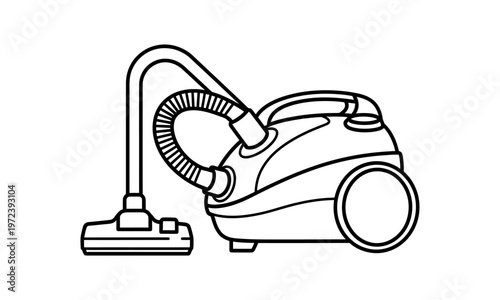 Vacuum Cleaner Machine Outline Vector for Cleaning Service
