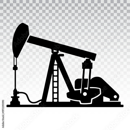 Industrial silhouette of an oil pump jack for petroleum extraction