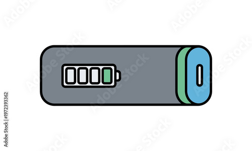 AA Alkaline Battery Cell Vector Icon with Charge Level
