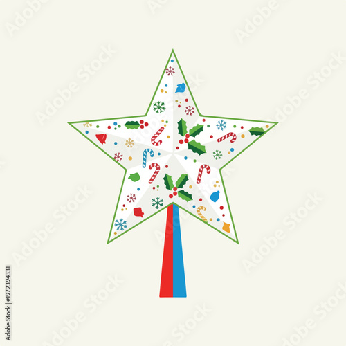 Colorful Star Shaped Christmas Tree Topper.