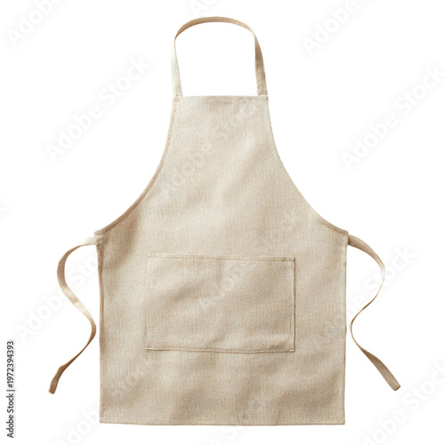 Apron placed on a white surface, ready for cooking, suitable for various kitchen tasks and culinary adventures on transparent background
