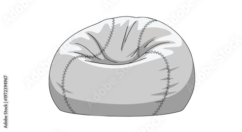 Minimalist Illustration of a Comfortable Grey Bean Bag Chair
