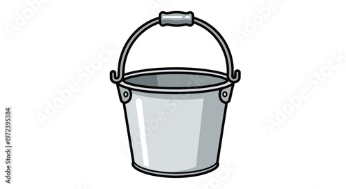 Simple Metal Bucket Illustration