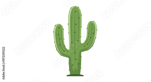 Green Saguaro Cactus Illustration Isolated on White Background