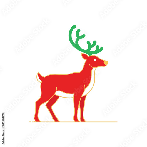 Red Deer with Large Antlers Profile.