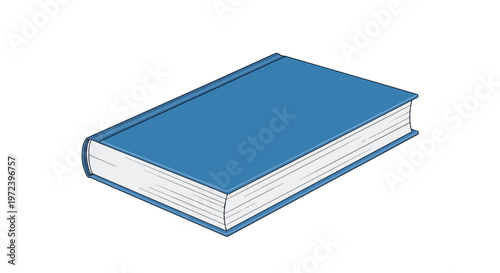 Simple blue hardcover book illustration on white background