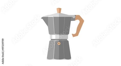 Minimalist Flat Vector Illustration of a Classic Moka Pot Coffee Maker