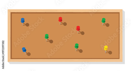 Cork Bulletin Board with Colorful Push Pins