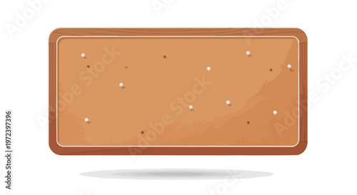 Empty Rectangular Cork Board with Wooden Frame and Push Pins