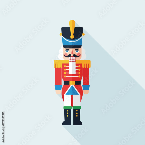 Colorful toy soldier nutcracker figure standing.
