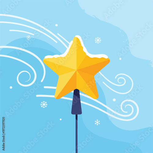 Golden Star on Dark Blue Stick.