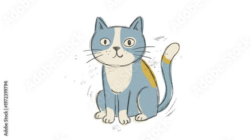A cartoon illustration of a cat sitting indoors looking surprised