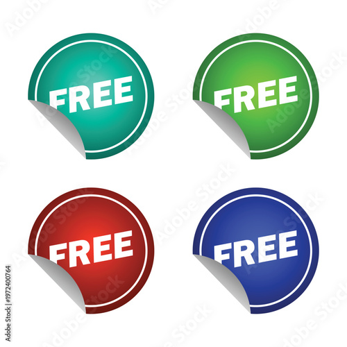 Bild auf Leinwand A set of red, green, and bronze gradient labels featuring FREE text
