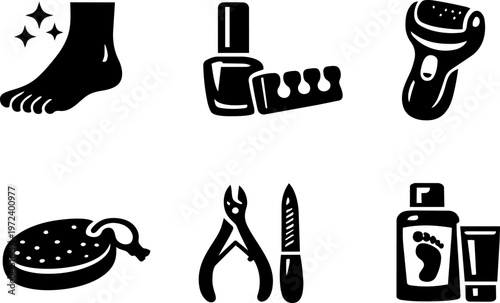 Line icon pedicure footcare beauty hygiene salon set. Vector