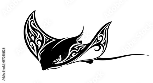 Black Manta Ray Tattoo Design.