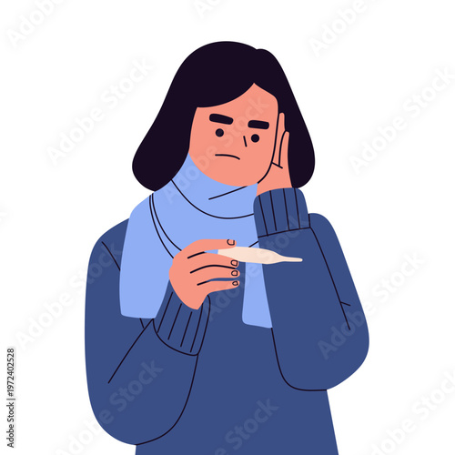 Flat vector illustration set of sick people with common illness symptoms. Modern minimal style, ideal for healthcare, medical awareness, seasonal illness, and hygiene concept visuals.