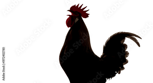 Black Rooster Silhouette Profile View.