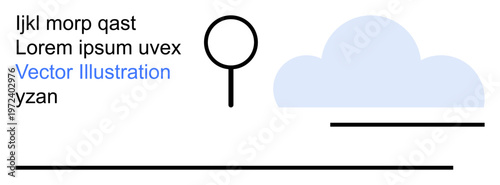 Graphic design, branding, web elements, digital applications, abstract layouts, minimalist . Minimalist composition with a circle, cloud shape and straight lines. Graphic design and branding concept