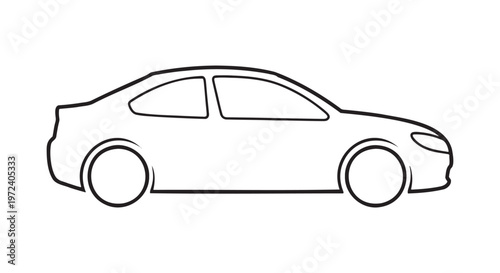 Modern two door car line art illustration