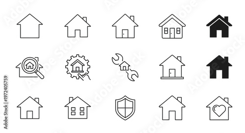 House icons and symbols.