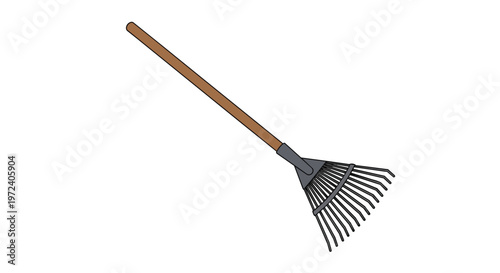 Illustration of a Garden Rake for Leaf Cleanup and Lawn Maintenance