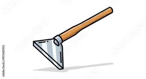 Cartoon Illustration of a Garden Hoe Tool