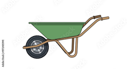 Green Garden Wheelbarrow Isolated on White Background