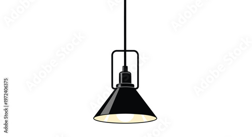 Minimalist Black Industrial Pendant Light Fixture Isolated on White