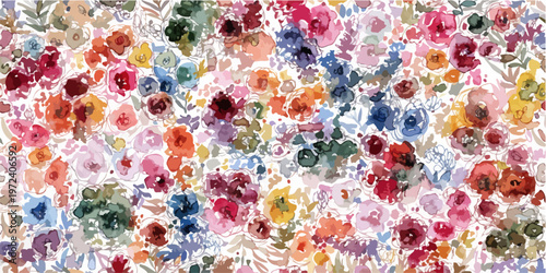 Elegant botanical print with varied blossoms arranged in a balanced composition