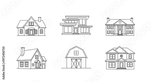 houses and a barn buildings.