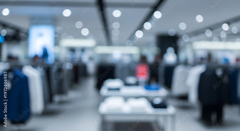 Fototapeta premium Blurred retail store interior modern clothing boutique with abstract background