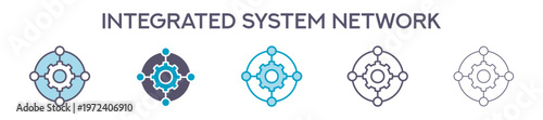 Integrated System Network Element For Design Graphic - Multi Styles. Vector Illustration Of Two Colored And Black. Multiple Icons Designs Can Be Used For Mobile, Ui, Web 
