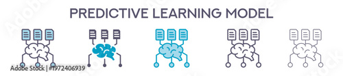 Predictive Learning Model Element For Design Graphic - Multi Styles. Vector Illustration Of Two Colored And Black. Multiple Icons Designs Can Be Used For Mobile, Ui, Web 
