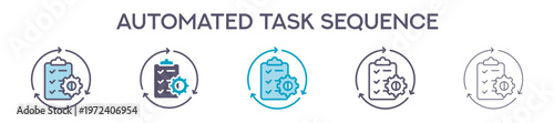 Automated Task Sequence Element For Design Graphic - Multi Styles. Vector Illustration Of Two Colored And Black. Multiple Icons Designs Can Be Used For Mobile, Ui, Web 