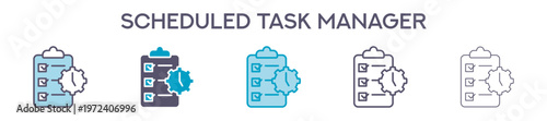 Scheduled Task Manager Element For Design Graphic - Multi Styles. Vector Illustration Of Two Colored And Black. Multiple Icons Designs Can Be Used For Mobile, Ui, Web 