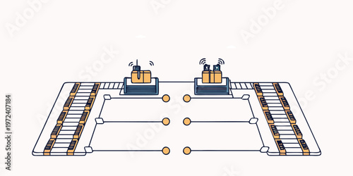 Pixel art representation of an automated factory floor plan with assembly line processes and industrial production facilities.
