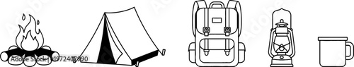 camping icons collection vector