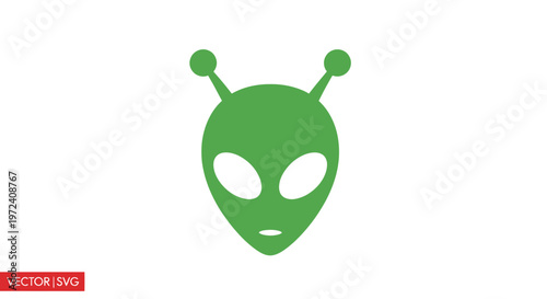 Green Alien Head Icon Vector Graphic